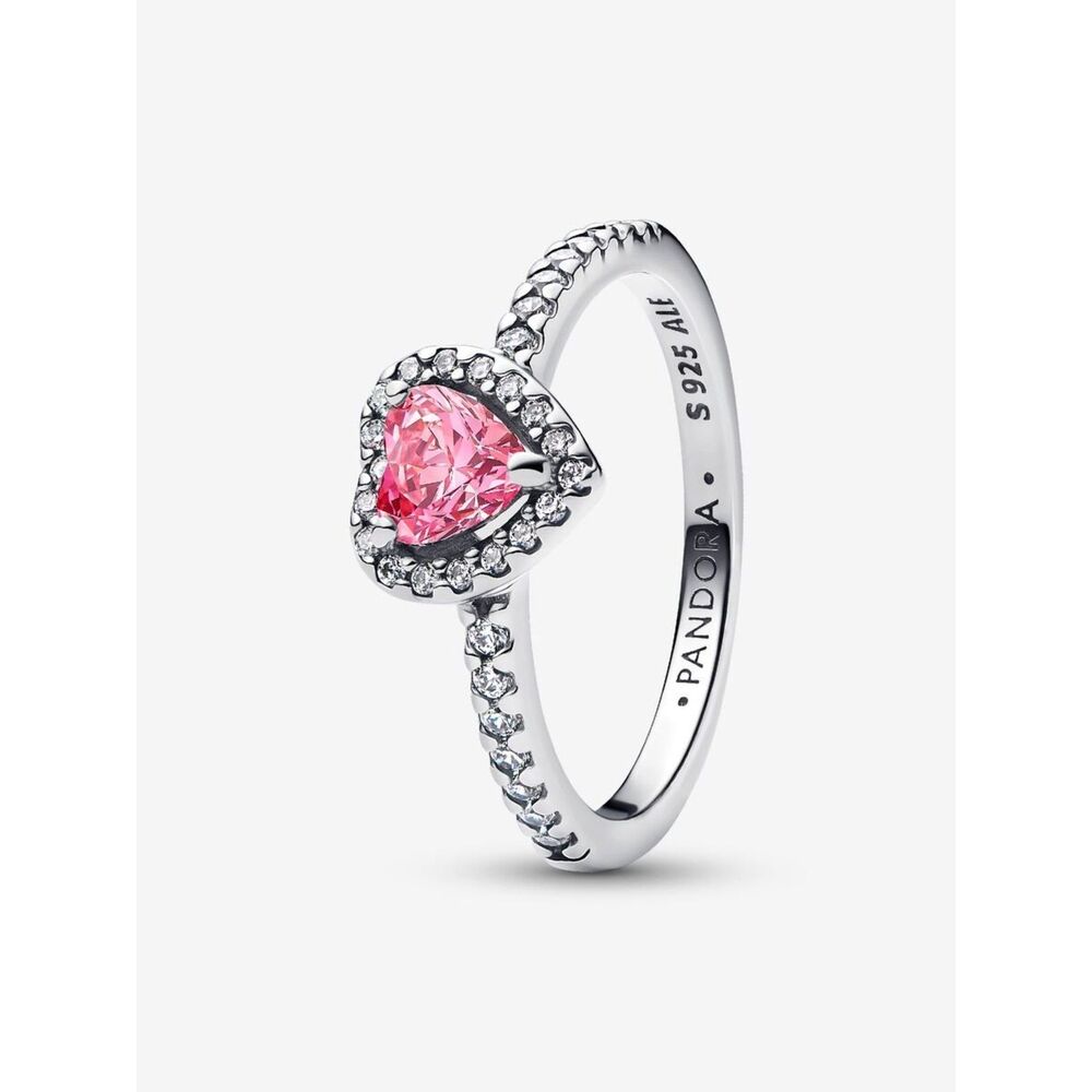 Elevated Pink Heart Ring S925 ALE Sterling Silver (BEST SELLER) Sparkling Pavé